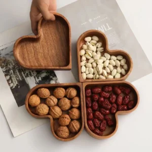 Heart Shaped Wood Snack Tray
